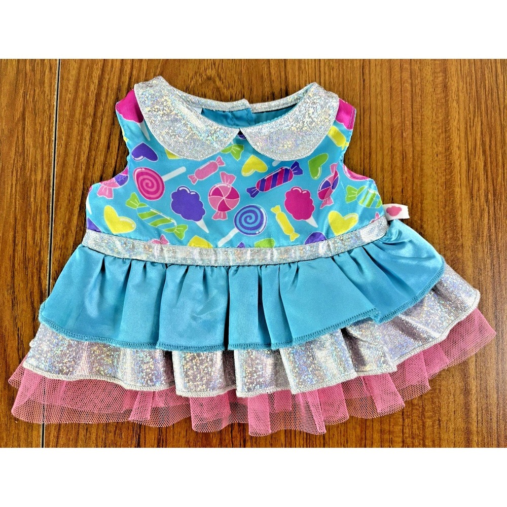 Build A Bear Rainbow Bunny Rabbit Pastel Polka Dot 2018 w/ Candy Tulle Dress - Picture 10 of 14